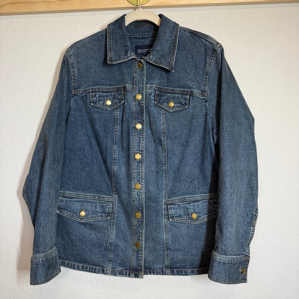 Women's Jones New‎ York Denim Blue Jean Barn Chore Button Front Jacket Size IX